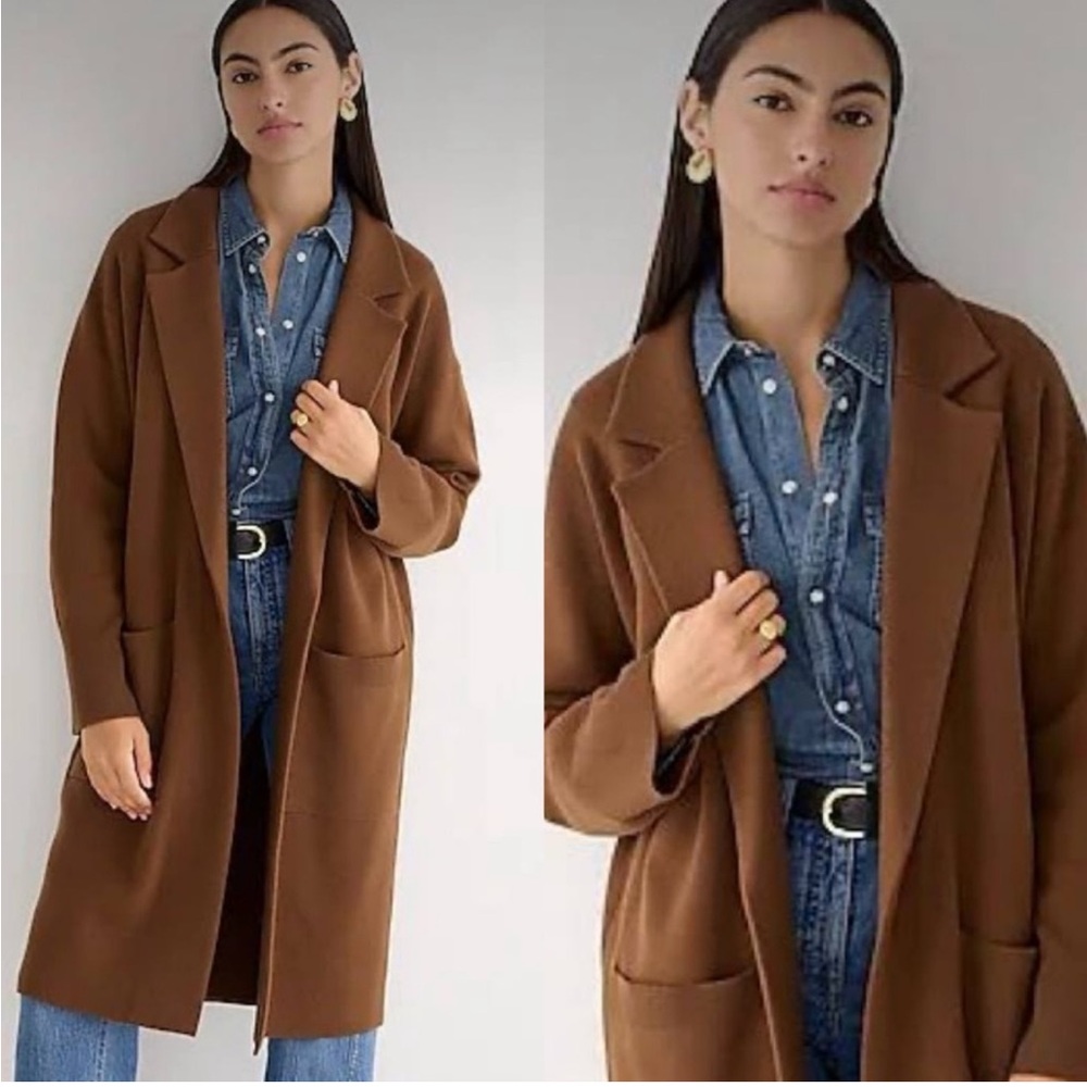 J.Crew Ella Open Front Long Sweater Blazer Duster Wool Blend